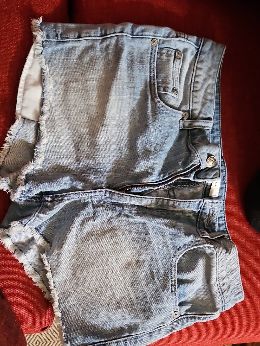 Talula Light Blue Frayed Denim Cutoff Shorts
